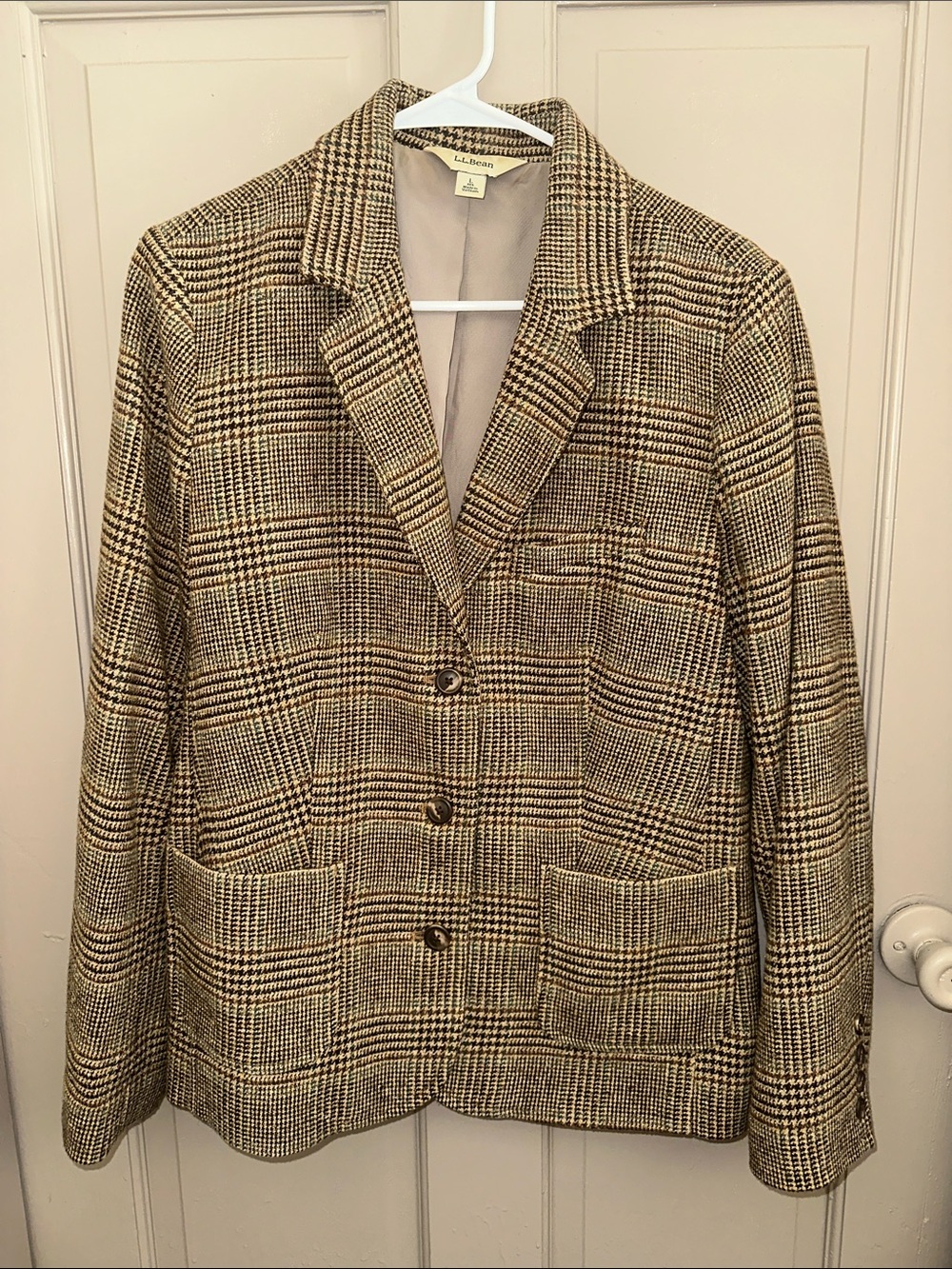 Vintage L.L.Bean Wool Silk Plaid Blazer Women’s Large Academia Equestrian Preppy